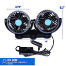 ZONETECH CAR COOLING AIR FAN 12V- DUAL HEAD - BLACK 1 PACK - Like New