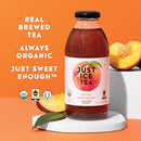 Just Ice Tea Organic Iced Tea, 16 Fl Oz, Peach Oolong Tea, Pack of 12 - Brand New