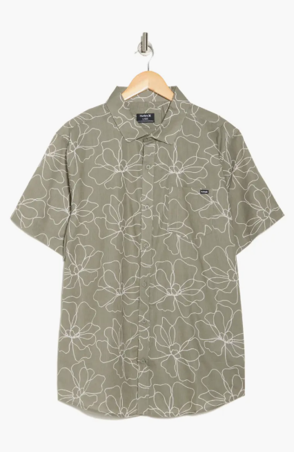 HURLEY CARYOTA PRINT WOVEN SHIRT- SHORT SLEEVE - SIZE:XL - IGUANA - Brand New