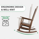 QOMOTOP PATIO OVERSIZED ROCKING CHAIR OUTDOOR, 385LBS SUPPORT -BROWN - Like New