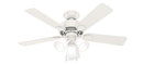 Hunter Swanson, Indoor, Ceiling Fan, with LED Lights, 44", 50885 - Fresh White - Like New