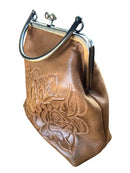 PATRICIA NASH LEATHER NOVELLA FRAME BAG W NO STRAP TAN TOOLED LEATHER - TAN - Like New