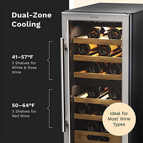 HOMELABS 25 BOTTLES HIGH-END WINE COOLER STANDALONE DUAL-ZONE MINI - BLACK - Like New