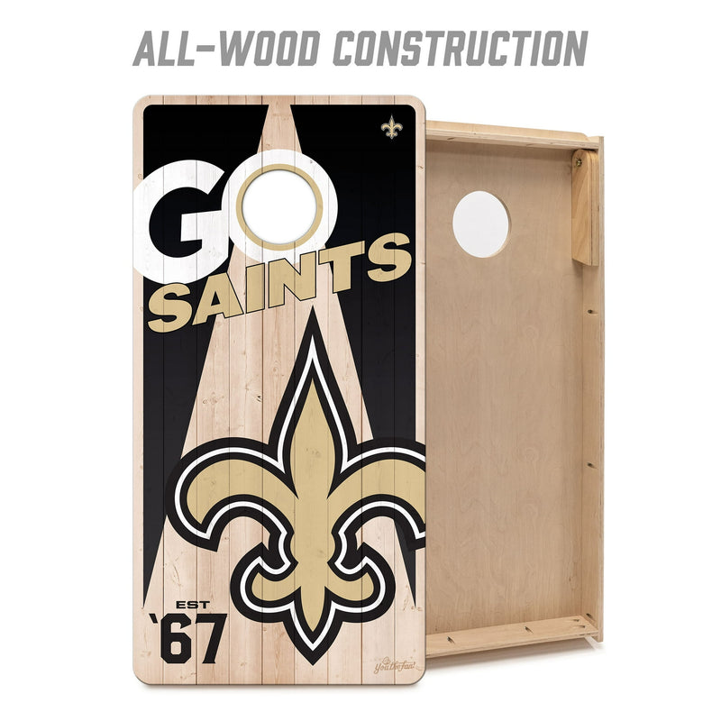 YOUTHEFAN NFL NEW ORLEANS SAINTS 2' X 4' CORNHOLE GAME NO BAGS - WOOD - Like New