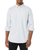 AMAZON ESSENTIALS SLIM LONG-SLEEVE OXFORD SHIRT POCKET MEN XL POWDER BLUE STRIPE - Like New