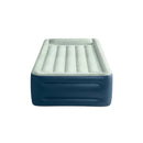 INTEX AIR MATTRESS OFF-WHITE/BLUE TWIN ELEVATED 18" REST INTERNAL PUMP - BLUE - Like New