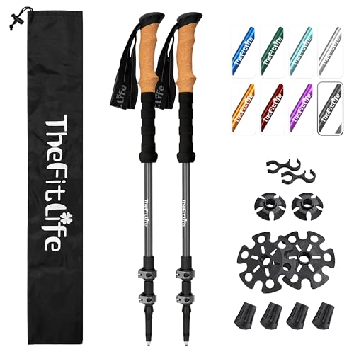 TheFitLife Trekking Poles Lightweight 7075 Aluminum Hiking Sticks Cork Grips - Like New