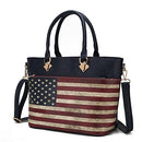 MKF Collection Tote Crossbody Bag American Flag Vegan Leather - NAVY New