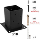 LADECH 4X4 WOOD FENCE POST ANCHOR BASE 2MM THICK STEEL AND BLACK POWDER COATED - Like New