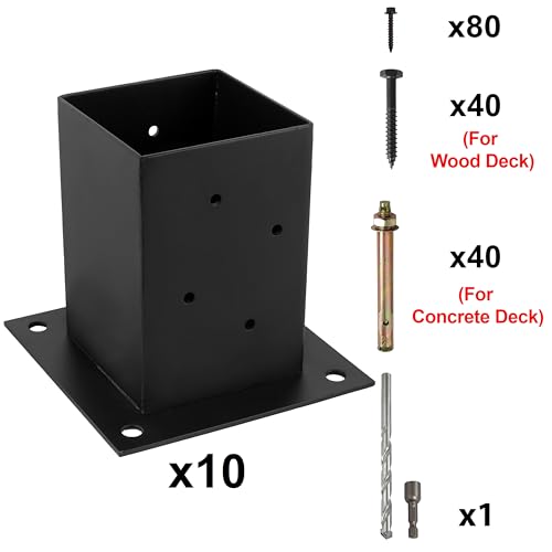LADECH 4X4 WOOD FENCE POST ANCHOR BASE 2MM THICK STEEL AND BLACK POWDER COATED - Like New