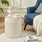 CHILIHOM ROUND OTTOMAN WITH STORAGE SET OF 2 UPHOLSTERED VELVET - BEIGE - Brand New