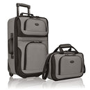 U.S. TRAVELER RIO RUGGED FABRIC EXPANDABLE CARRY-ON LUGGAGE, SET - GRAY - Brand New
