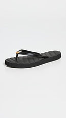 144262 TORY BURCH WOMEN'S KIRA FLIP FLOPS SIZE: WOMEN 7 MEDIUM - BLACK/GOLD - Like New