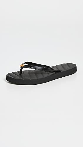 144262 TORY BURCH WOMEN'S KIRA FLIP FLOPS SIZE: WOMEN 7 MEDIUM - BLACK/GOLD - Like New