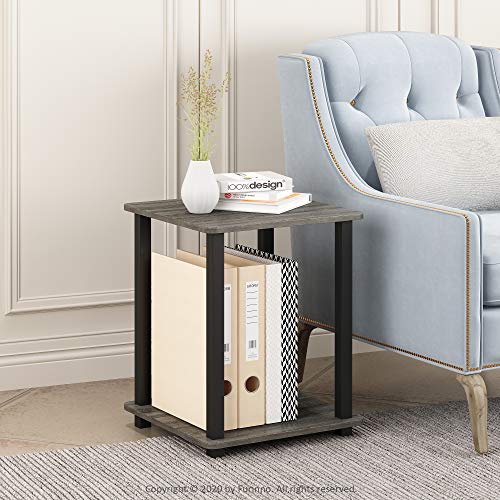 FURINNO SIMPLISTIC SIDE TABLE SET 2 2-TIER END TABLE NIGHTSTAND FR:OAK/BLACK - Brand New