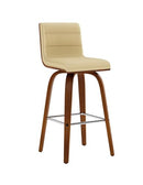 Armen Living Vienna Mid Century Modern Swivel Bar Stool - Cream Walnut - Like New