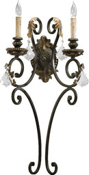 Quorum 5357-2-44 Crystal Accents Two Light Wall Mount - Toasted Sienna - Brand New