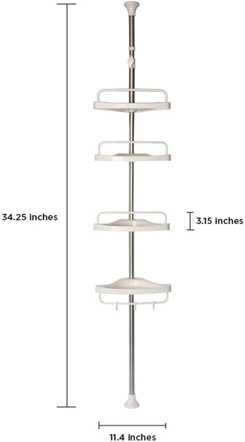 OrganizeME 4 Shelf Adjustable Shower Rack Rust Resistant - White Like New