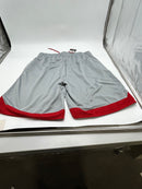 JUMP START MEN'S LIGHTWEIGHT MOISTURE WICKING MESH SHORTS - SIZE: L - SLIVER/RED - Brand New