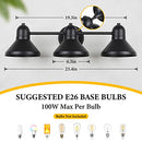 Bathroom Light Fixtures, 3-Light Vanity Light Over Mirror, Matte Black Metal - Like New