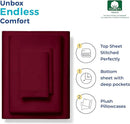 THREAD SPREAD Pure Egyptian King Size Cotton Bed Sheets Set - Burgundy Like New