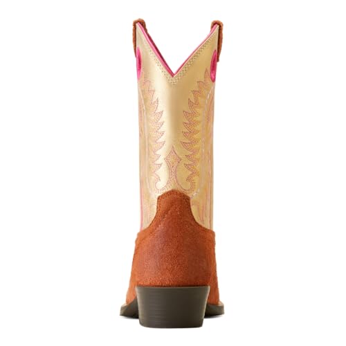 10047037 ARIAT UNISEX KIDS' DERBY MONROE WESTERN BOOT YTH 1.5 TERRA/GOLD - Brand New