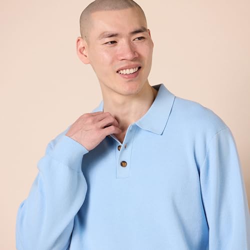 AMAZON ESSENTIALS MEN'S RELAXED-FIT KNIT POLO SWEATER MEN M POWDER BLUE - Brand New