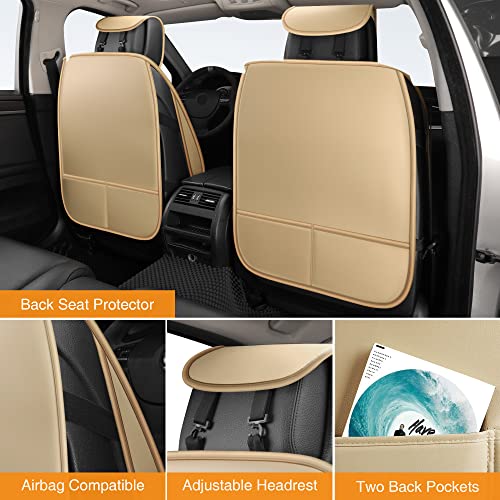 Universal Faux Leather Car Seat Covers Front Pair MARVLOSV, Anti-Slip, Beige - Like New