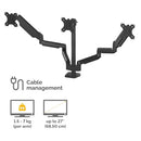 FELLOWES PLATINUM SERIES TRIPLE MONITOR ARM FOR 27" MONITORS 8042601 - BLACK - Brand New