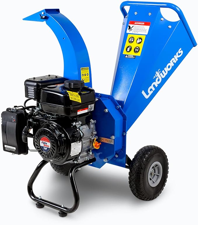 Landworks Mini Wood Chipper Shredder Mulcher 7HP Compact Design 3" GUO033 - Blue Like New