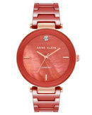 ANNE KLEIN WOMEN'S BLACK CERAMIC BRACELET WATCH - RED/ROSE GOLD - Like New