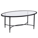 SEI Furniture Quinton Oval Glass Top Cocktail Table - Black - Like New