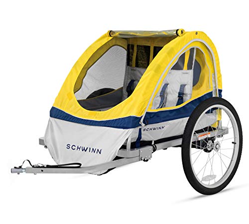 SCHWINN 13-SC677AZ ECHO DOUBLE BIKE TRAILER 16-20-INCH WHEELS - YELLOW - Brand New