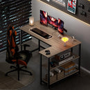 WOODYNLUX L Shaped Computer Desk - 43 Inch Home Office Desk with Shelf - Gray - Brand New