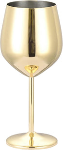 BESTALICE STAINLESS STEEL WINE GLASSES 18 OZ LONG STEM METAL - GOLD - Like New