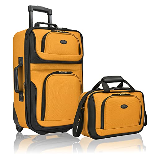 TRAVELERS CHOICE U.S. TRAVELER CARRY-ON SUITCASE, SET - ORANGE - Like New