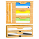 KOCWELL BAMBOO BAG STORAGE ORGANIZER - 2 WRAP DISPENSER WITH CUTTER & 4 SLOTS - Like New