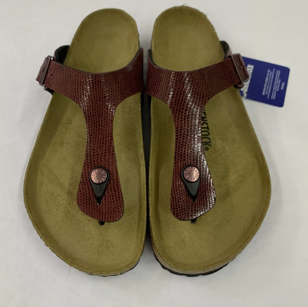 BIRKENSTOCK GIZEH BS SANDALS REGULAR FIT - SIZE 5 - MAGICAL METALLIC MAROON - Like New