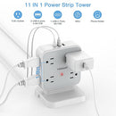 TESSAN Power Strip Tower Surge Protector 8 AC 3 USB 5 FT Cord TS-1026TS - White Like New