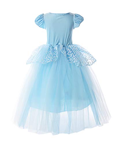 JERRIS APPAREL YOUTH GIRLS PRINCESS COSTUME PUFF SLEEVES PARTY DRESS BLUE SIZE 4 - Like New