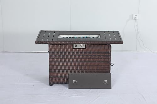 BLOWN FIRE PIT TABLE, 44" PROPANE | 48000 BTU IGNITION | GLASS ROCKS - BROWN - Like New