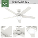 HUNTER FAN COMPANY AERODYNE CEILING FAN 52" - FRESH WHITE - Like New