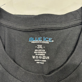 BLUE ICE PLAIN SHORT SLEEVE T-SHIRT - SIZE: MEN 2XL - BLACK - Brand New