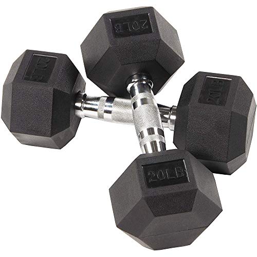 BALANCEFROM PREMIUM RUBBER ENCASED HEX DUMBBELL SET - DB20P - BLACK - Like New