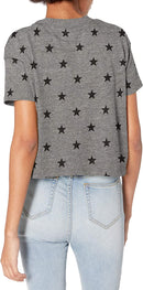 5114EA Hanes Alternative Women's Cropped T shirt Eco Grey Stars M Like New