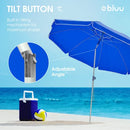 BLUU 7FT Beach Portable Sunshade Umbrella SPF60+ Sand Anchor Blue B09N742MZ2 - Like New