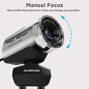 AUSDOM Full HD 1080P Wide Angle View Webcam Anti-Distortion AW615 - Silver/Black Like New