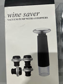 GENERIC WINE SAVER VACUUM PUMP WITH 4 STOPPERS - BLACK - Like New