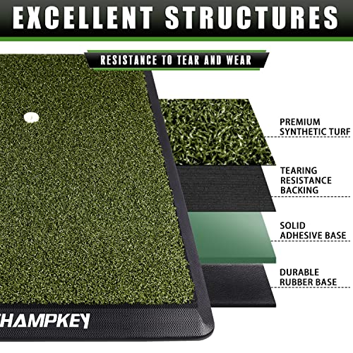 CHAMPKEY PREMIUM SYNTHETIC TURF GOLF HITTING MAT HEAVY DUTY RUBBER BASE - GREEN - Like New