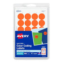 AVERY PRINTABLE COLOR CODING ROUND LABELS, 3/4" DIAMETER, 1,008 LABELS - ORANGE - Brand New